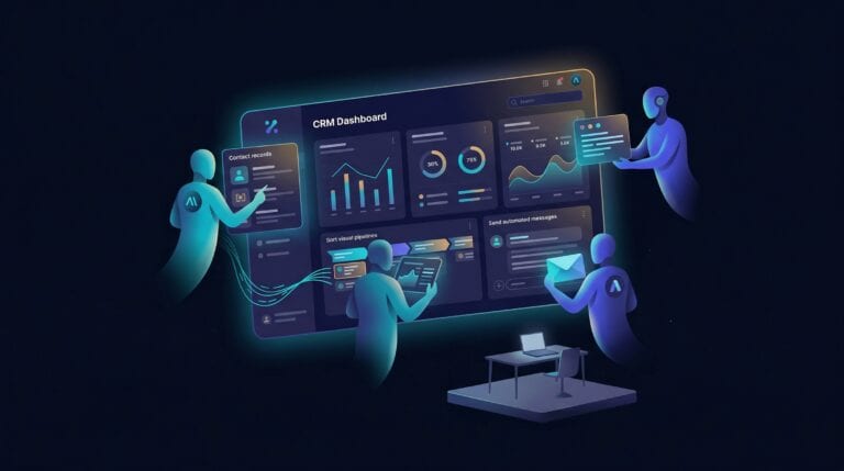 Agents IA orchestrant un CRM dashboard pour une PME