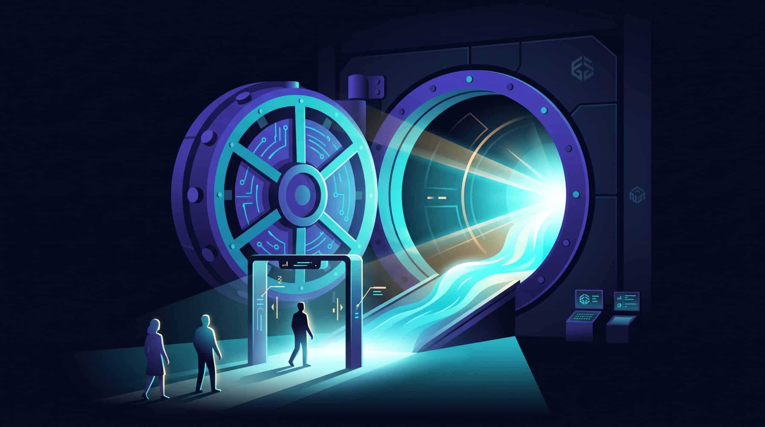 Une porte de coffre-fort monumentale grande ouverte, un portique de contrôle à l'entrée : Fable 5, le modèle sous scellés passé en libre-service