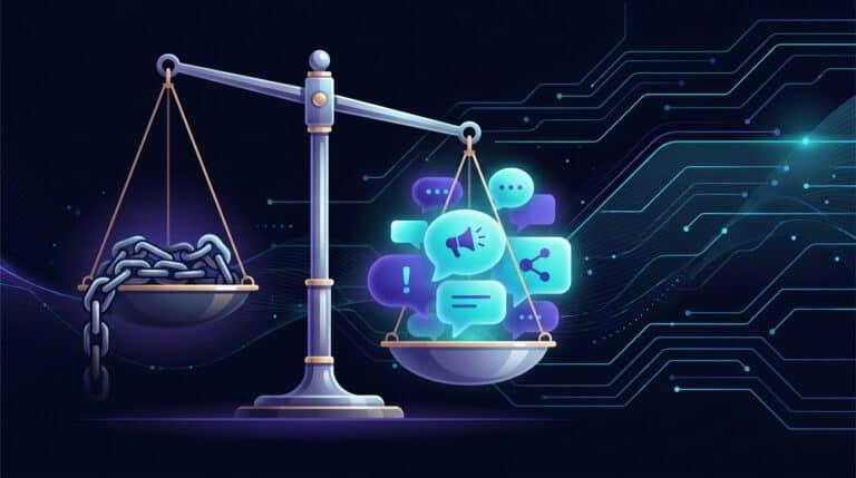 Balance dont le plateau des bulles de citation lumineuses pèse plus lourd que celui des chaînes de backlinks