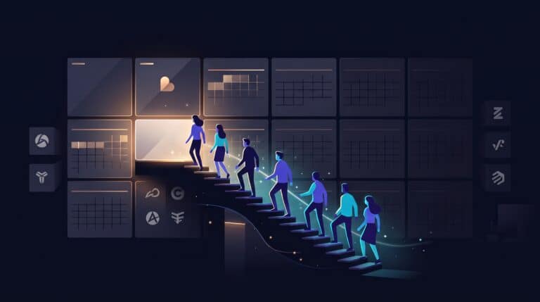 Calendrier mural dont seules les premières cases sont éclairées, illustrant le calendrier du plan Impulsion IA 2027